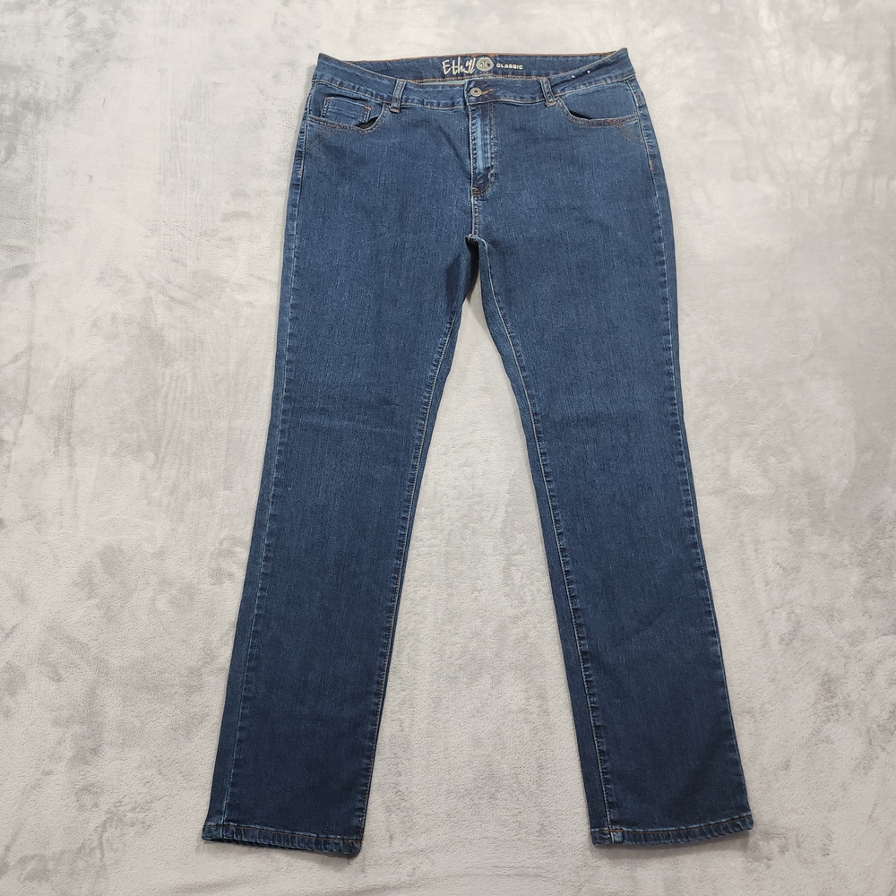 Ethyl Jeans Womens 16 Blue High Rise Classic Straight Leg Stretch Denim Casual